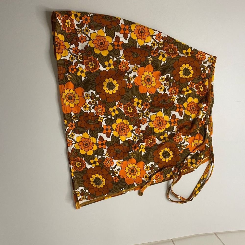 Her Pony Womens Mini Skirt Wrap Margaux Split Floral Orange Size 6 NWT
